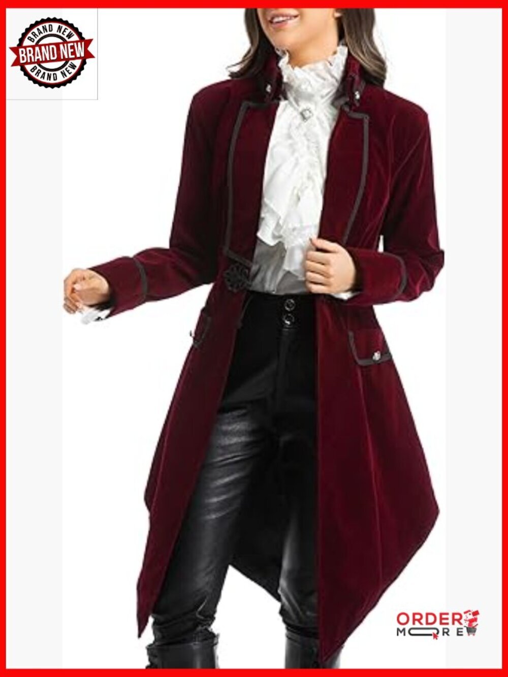 Velvet Steampunk Jacket Victorian Tailcoat Blazer Halloween Costume 3XL